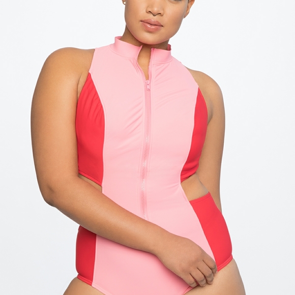 Eloquii Other - Eloquii Pink and Red Cutout One piece